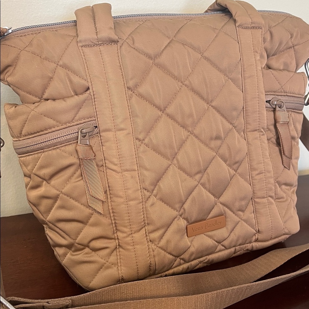 Vera Bradley Performance Twill Small Multi Strap Tote Bag Meadowlark Tan Puffer - Picture 5 of 11